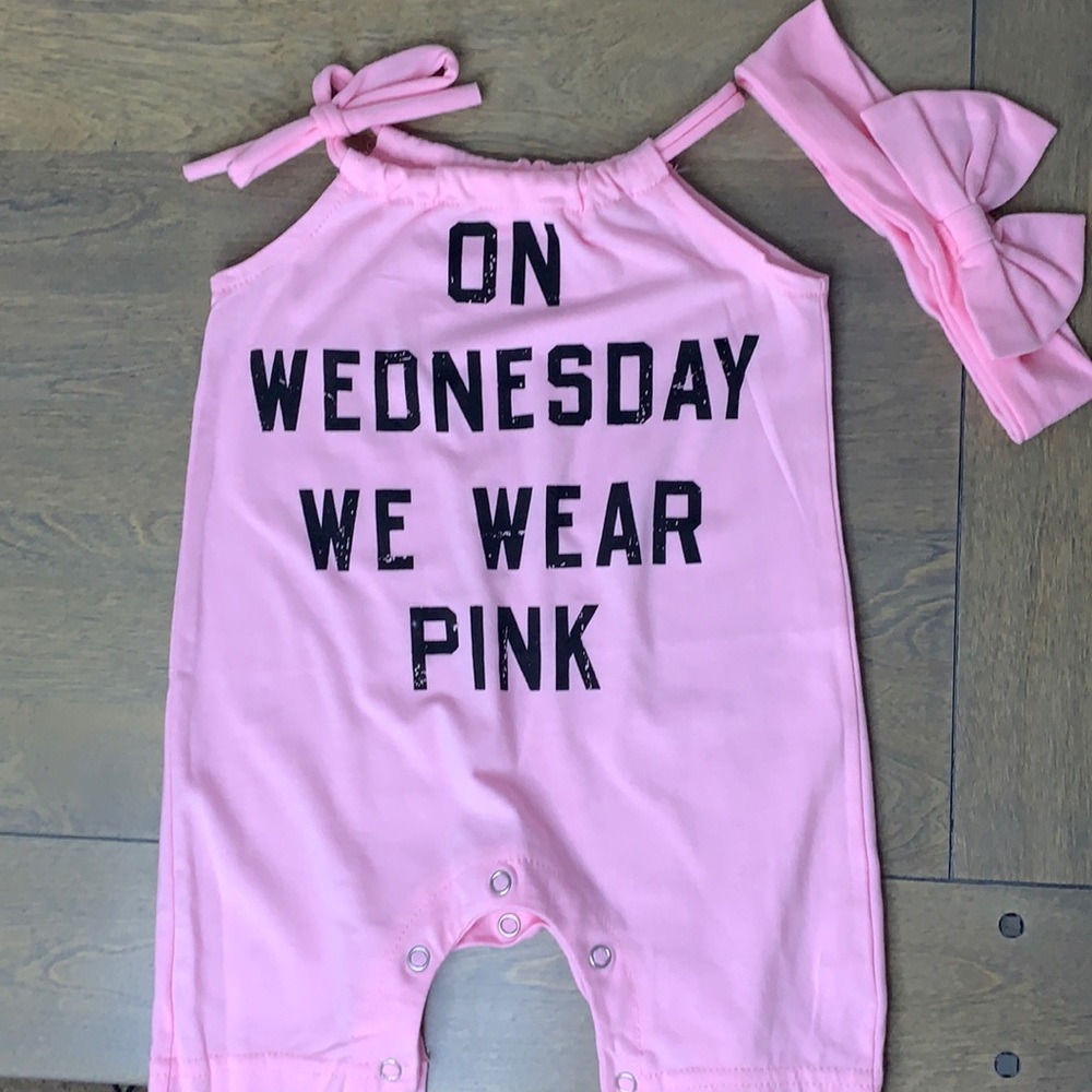 Baby girl romper with bow - 3-6 months